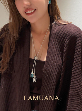LAMUANA双色蓝钻抽绳套装高级感小众设计可调节项链颈链礼物98162