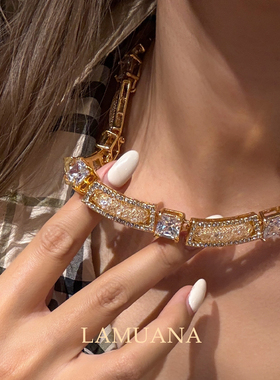 LAMUANA金表扣网钻系列小众高级复古法式闪钻项链耳钉手链95093