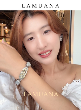 LAMUANA银黄色猫眼手链小众设计感复古手串夸张手腕装饰82222