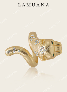 LAMUANA粉丝福利·金钱豹开口戒指小众设计感复古女食指戒76764