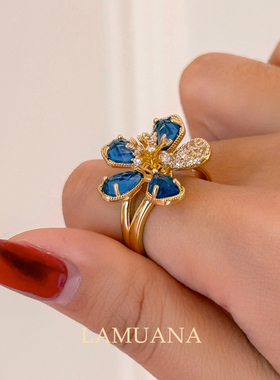 LAMUANA仲夏梦之夜小众复古设计感清新甜美花朵小花戒指98100