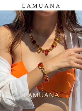 LAMUANA橙子方糖手链小众设计感复古金色彩色手串多色手环85599