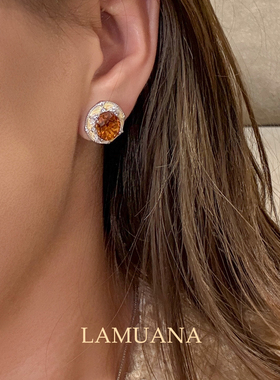 LAMUANA 【轻奢彩宝】意式Artdeco稀有黄水晶项链天然宝石礼物女