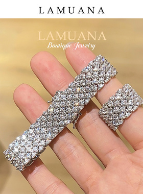 LAMUANA满天星满钻戒指轻奢系列排钻戒指多钻S925银戒高级76887