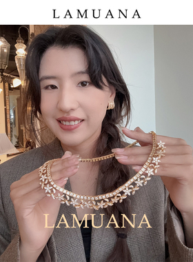 LAMUANA 繁花梦语项链小众设计奢华感复古choker满钻颈链73497