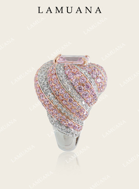 LAMUANA阿尔卑斯系列轻奢戒指粉钻食指戒女S925银首饰女新品76924