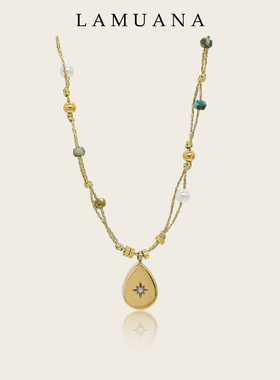 LAMUANA青绿串珠项链叠戴颈链小众设计女短款天然石