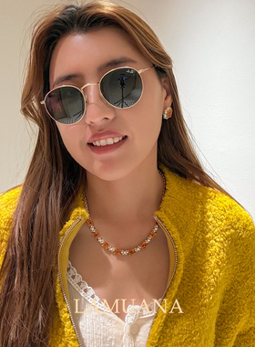 LAMUANA【轻奢彩宝】薄荷绿花古董珠宝风黄水晶s925项链97899