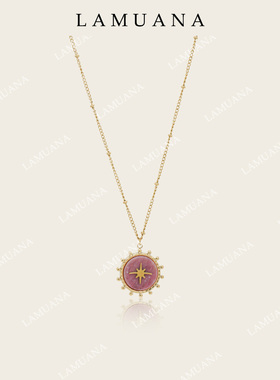 LAMUANA粉粉假日叠戴串珠项链小众设计感天然石粉色颈链多层短款