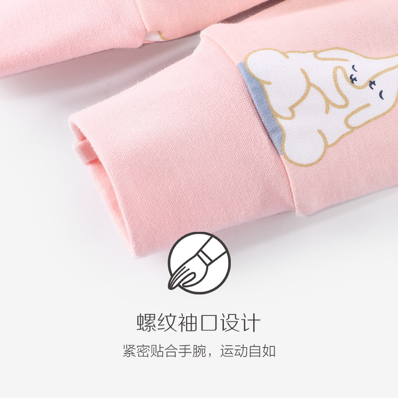 红豆女童纯棉长袖儿童可爱印花睡衣 hongdou红豆睡衣/家居服套装