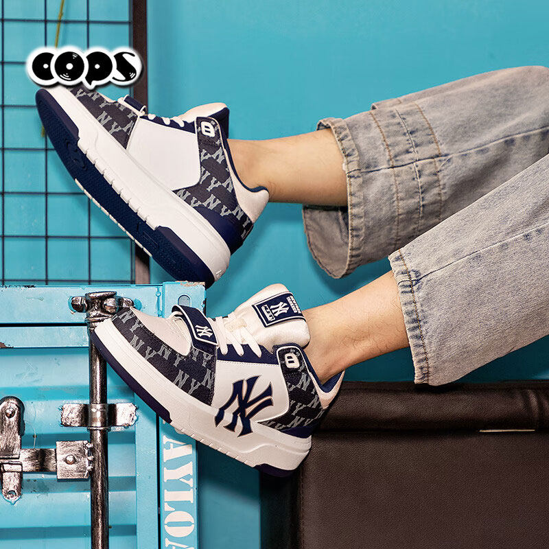 MLB男女情侣学长鞋时尚复古NY老花厚底增高运动休闲板鞋3ASXCDN3N,淘宝优惠券,粉丝福利购,淘宝优惠卷