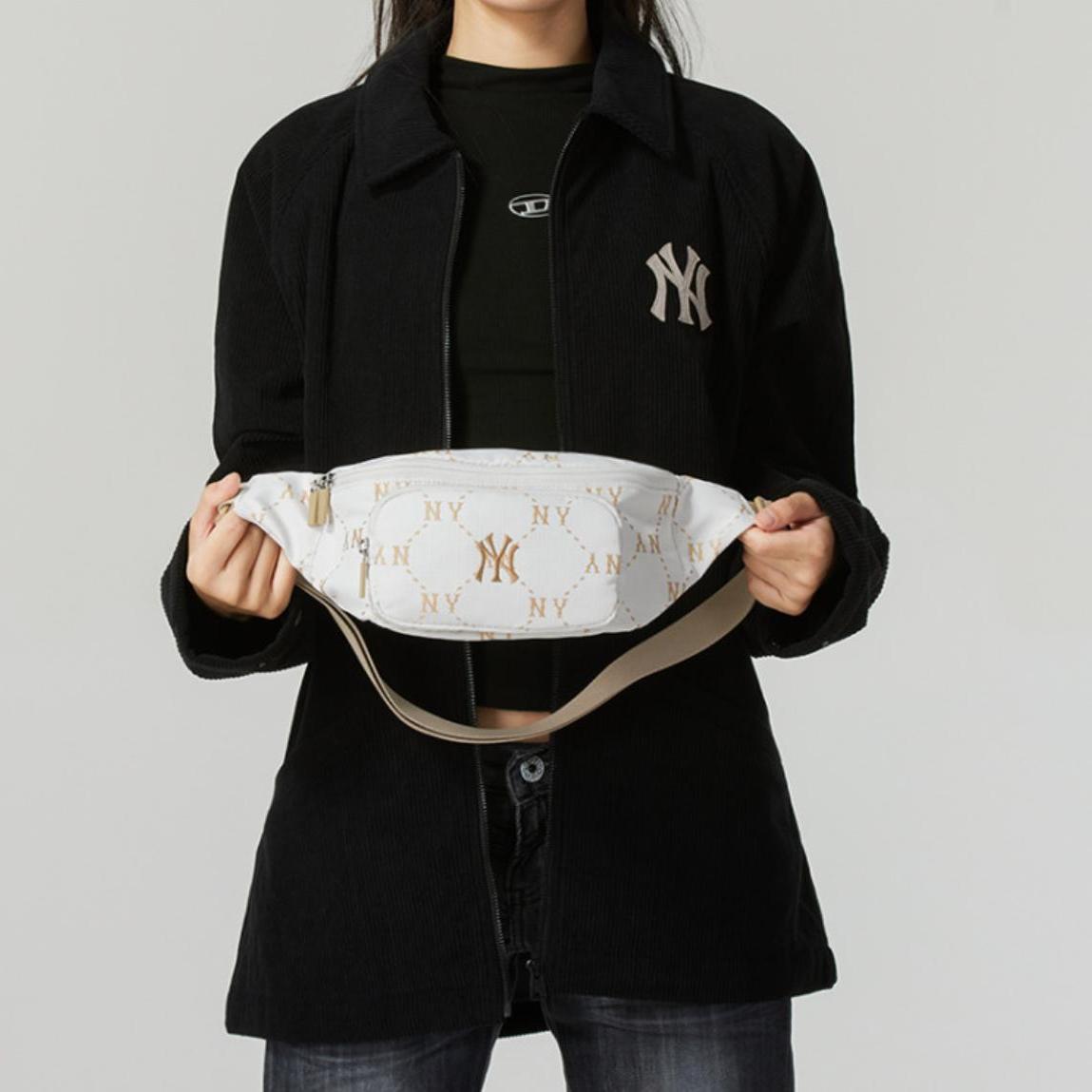 MLB情侣斜挎包男女24年NY老花胸包腰包单肩运动包3AHSM035N/HSM03 - 图2