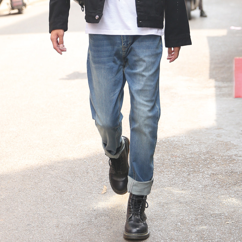 2020春秋季水洗做旧小脚高端牛仔裤 角斗士服饰牛仔裤