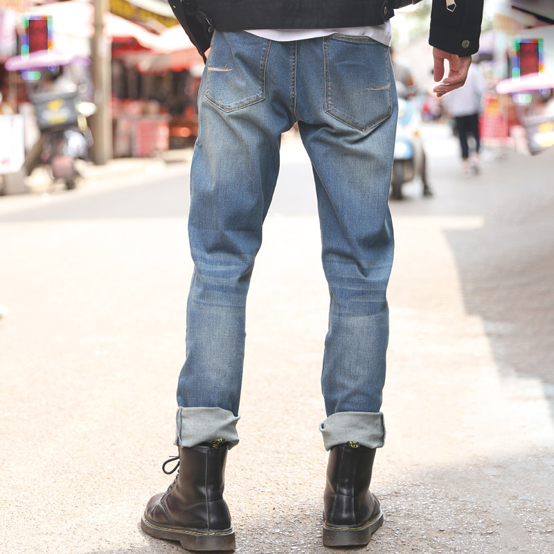 2020春秋季水洗做旧小脚高端牛仔裤 角斗士服饰牛仔裤