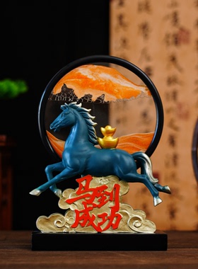 马上发财摆件开业礼物新中式高档领导办公室桌面马年装饰乔迁礼品