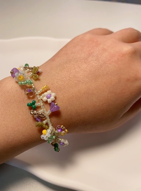 HUYA手作春日花藤新款手链纯手工制作原创设计法式小众手链