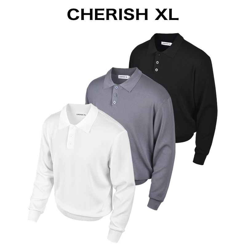 CHERISH XL【老钱新贵】透气抗皱/针织重磅短袖polo衫男款长袖T恤 - 图0