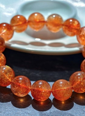 盖亚回声 天然7A级透体金太阳手链13mm大颗粒金太阳石水晶手串