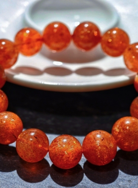 盖亚回声 天然7A级满体金太阳手链13mm大颗粒金太阳石水晶手串