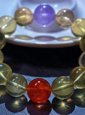 盖亚回声 天然巴西黄水晶手链14mm巴西星光黄水晶限定设计款手串