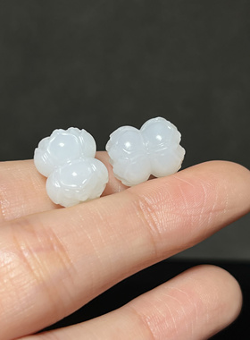 新疆和田玉籽料并蒂莲配珠单珠配件白玉莲花文玩配饰12*14 单个价