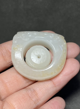 新疆和田玉白玉籽料扳指吊坠苏工精品男女款玉器挂件玉佩牌满皮