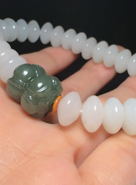 和田玉白玉手串算盘珠手串项链圆珠子男女款手链玉珠链子珠链子