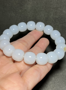 新疆和田玉籽料老型珠手串精品男女款手链手串珠子11*12mm