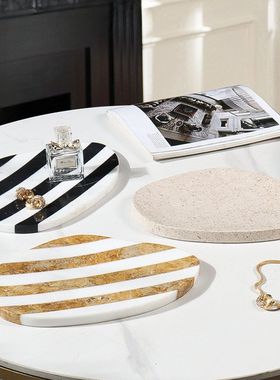 天然大理石不规则异形石材首饰饰品摆件卫生间台面香薰大理石托盘