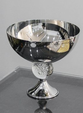 轻奢金属水晶果盘摆件酒店餐厅厨房吧台零食干果甜品碗样板房饰品