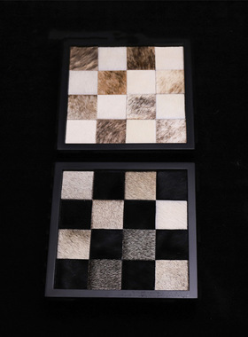 轻奢棋盘格马毛首饰盒卧室桌面带盖首饰收纳盒轻奢实玄关收纳盒