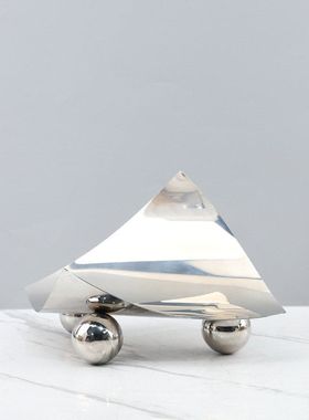 北欧创意不锈钢弧线果盘装饰托盘玄关餐厅客厅电视柜软装家居饰品