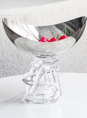 抽象扭曲玻璃底座元宝造型果盘