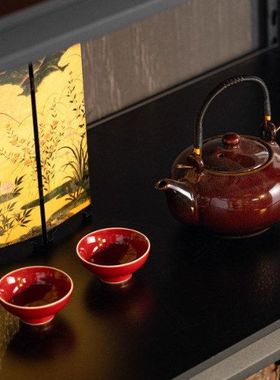 新中式高档茶室书房办公室博古架氛围布置摆件宋代美学国风装饰品