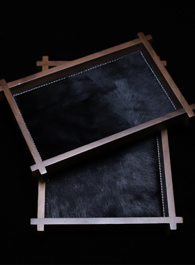 中古风进口胡桃木马毛托盘高级感客厅茶几桌面摆件创意装饰品