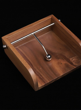 中古风胡桃木纸巾架方形纸巾座酒店餐厅台面纸巾架压纸座夹