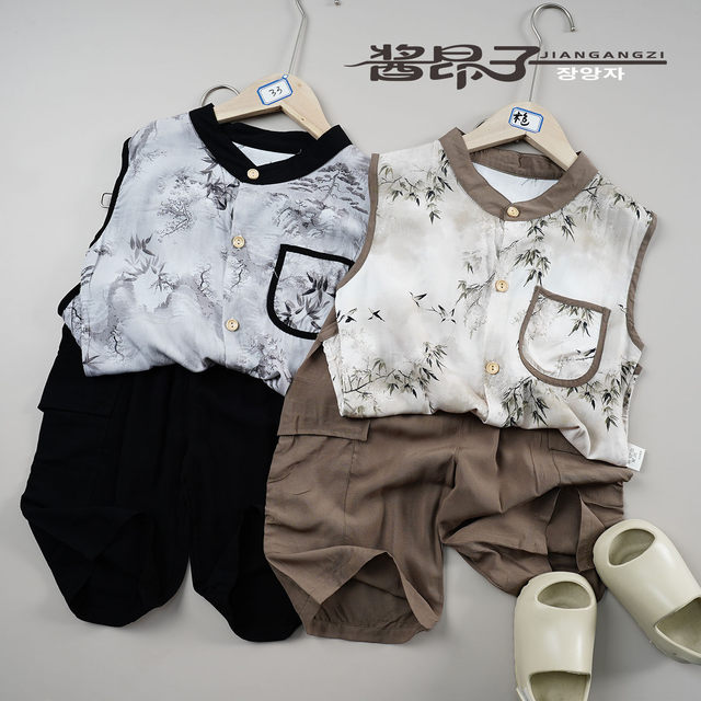 ສະຫວັດດີການຂອງເດັກນ້ອຍ Summer Vest Cropped Pants Rayon Suit