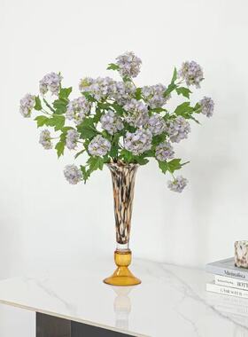 vintage中古手工玻璃琥珀色洒金波点斑点花瓶复古艺术感家居摆件