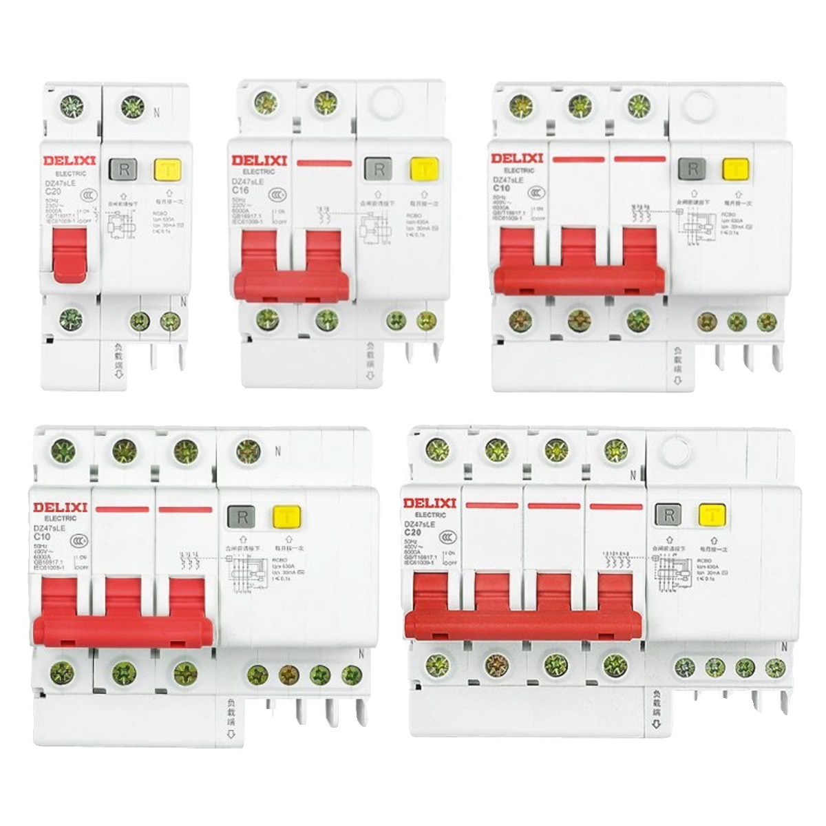 德力西DZ47SLE漏电保护断路器2P家用63A漏保3P+N空气开关4P32A20A