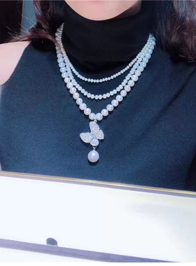 蝴蝶贝珠时尚风礼品毛衣链