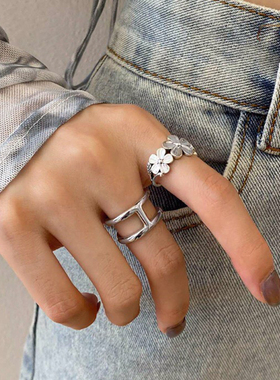 925纯银饰品花与栅戒指复古甜美创意个性时尚休闲气质特色指环