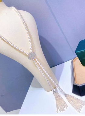 贝珠长款原创设计风配饰毛衣链