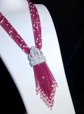 流行石榴石色水晶项链男女款