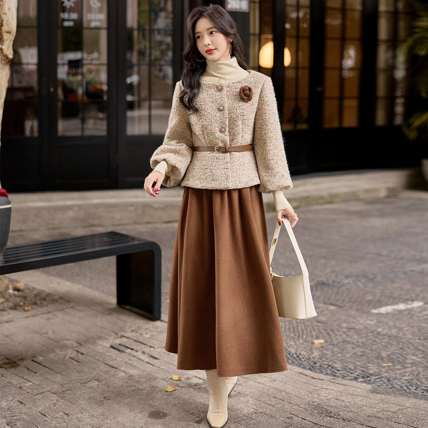 小香风羽绒服套装女冬季2025新款白鸭绒内胆粗花呢外套毛呢半身裙,淘宝优惠券,粉丝福利购,淘宝优惠卷