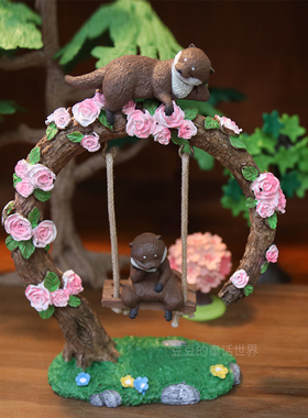 微景观造景秋千花朵树摆件