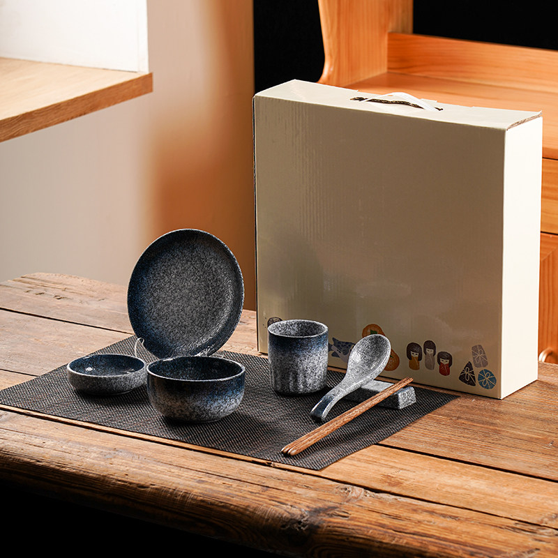 日式复古一人食餐具碗碟套装酒店摆台四件套碗筷盘子味碟餐厅商用,淘宝优惠券,粉丝福利购,淘宝优惠卷