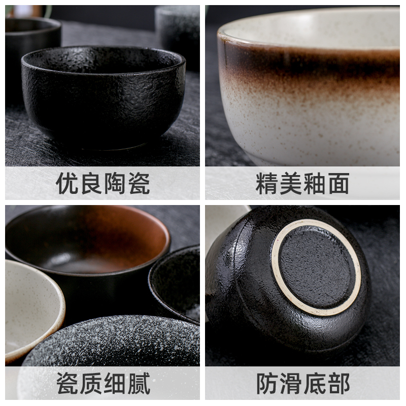 家用饭碗日式创意陶瓷米饭碗甜品碗早餐碗个性简约餐具单人吃饭碗 - 图0