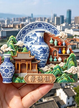 景德镇树脂浮雕磁吸冰箱贴江西旅游文创纪念品小礼品装饰厂家批发