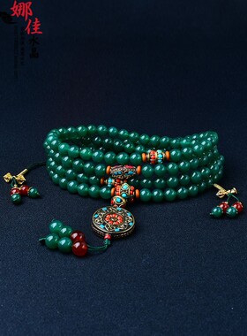 长短选择绿玛瑙饰品长款毛衣链