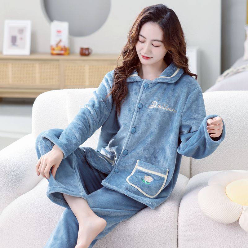 秋冬季女士加厚绒珊瑚绒睡衣妈妈保暖套装法兰绒大码中老年家居服,淘宝优惠券,粉丝福利购,淘宝优惠卷
